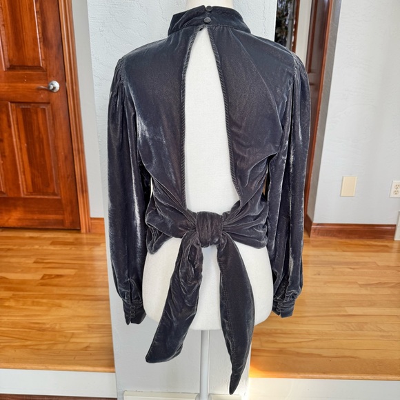 Banana Republic Factory Cropped Open Back Velvet Blouse - Picture 5 of 10